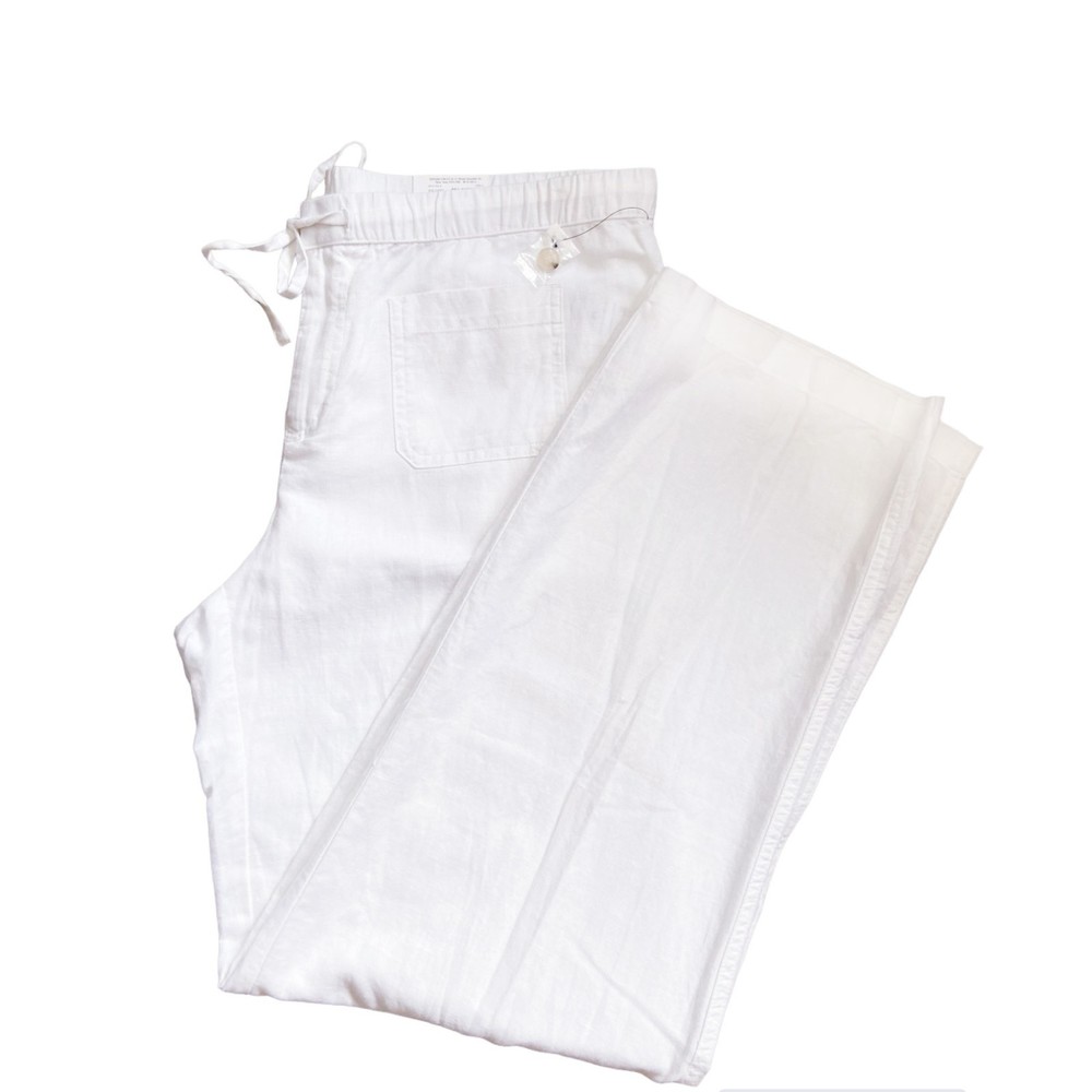 Liz Claiborne White Linen / Cotton Wide-Leg Pants -  Womens Size M